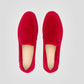 Mocassini vegani in Velluto Rosso, scarpe eleganti in velluto di cotone, design comodo e cruelty-free.
