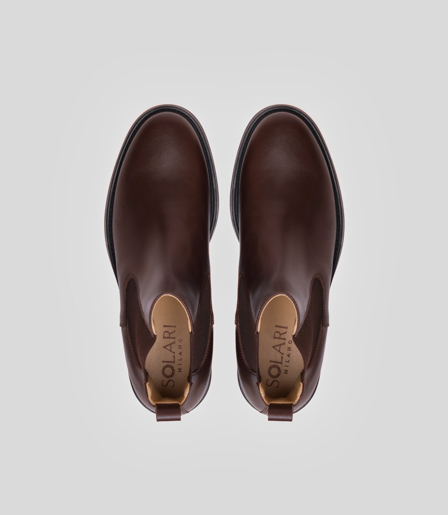 Vegan Chelsea Boot - Men in dark brown leather, showcasing the top view with a sleek and stylish design.