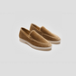 Mocassini Vegani in Velluto Tortora, scarpe comode in velluto di cotone vegano, altezza suola 2.3cm.
