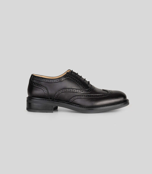 Vegan Oxford Brogue - Woman with broguing detail and Blake construction, ideal for office and casual wear.