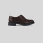 Vegan Derby - Woman brown leather shoe with Blake Construction, suitable for formal and casual occasions.