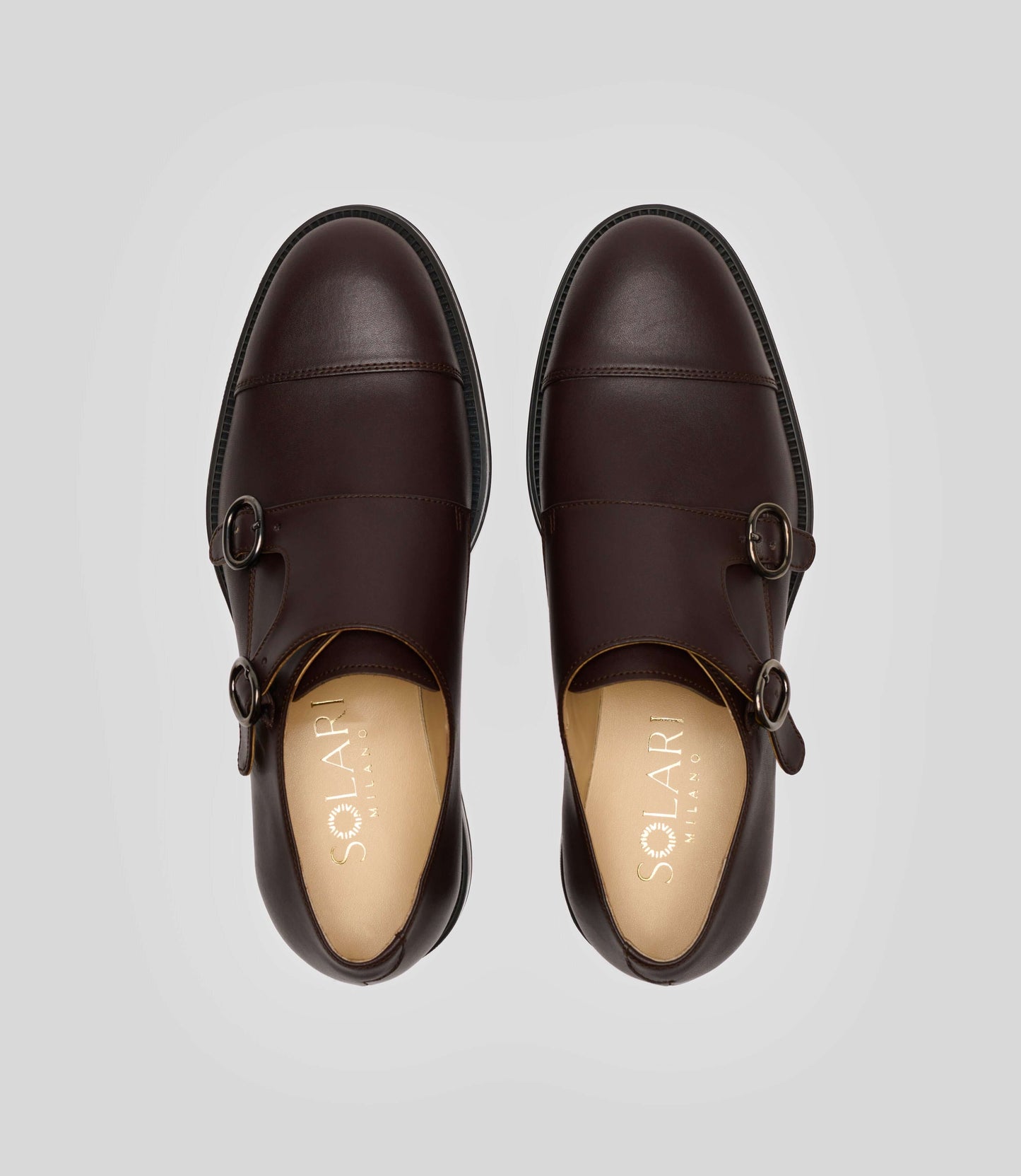 Vegan Monk Strap - Man in brown leather with a sophisticated monk strap design.